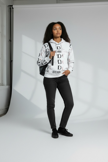 Dipherent Label Logo Brush Fleeced Hoodie