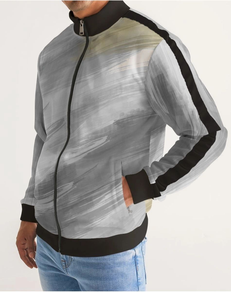 Unisex Gray Abstract French Terry Track Jacket